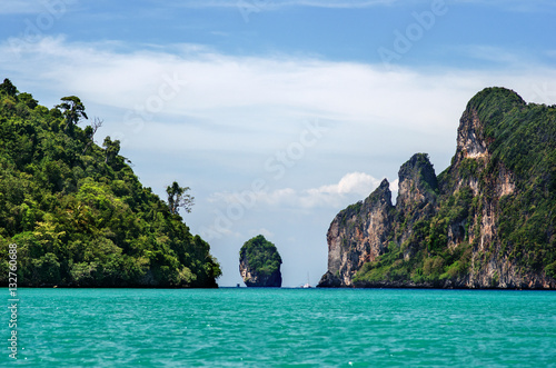 Ocean and limestone rocks in Thailand