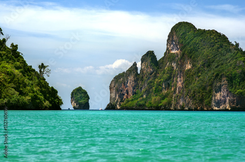 Ocean and limestone rocks in Thailand