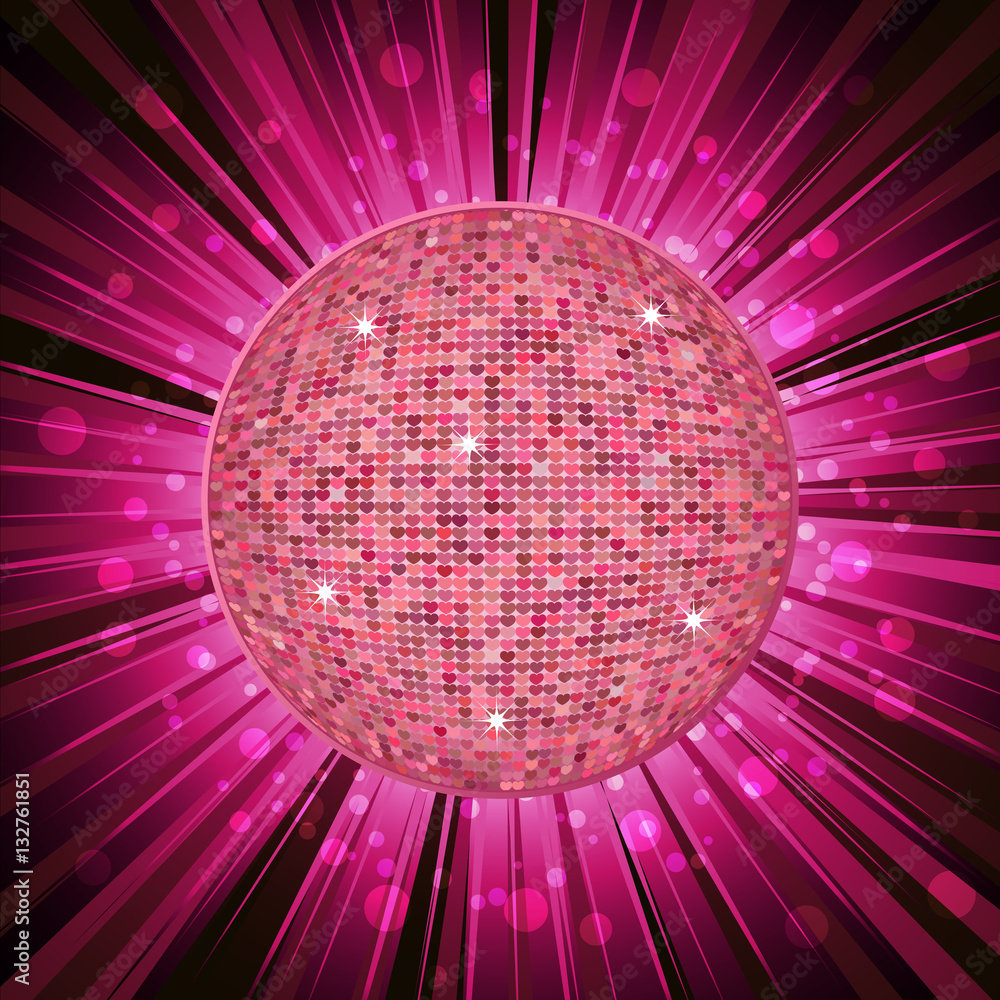 Shiny Pink Disco Ball in Yellow Background with Sound Level Graphic -  Vectorjunky - Free Vectors, Icons, Logos and More