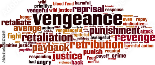 Vengeance word cloud concept. Vector illustration