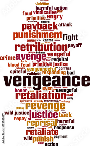 Vengeance word cloud concept. Vector illustration