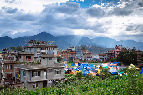 Kathmandu Nepal cityscape with tents