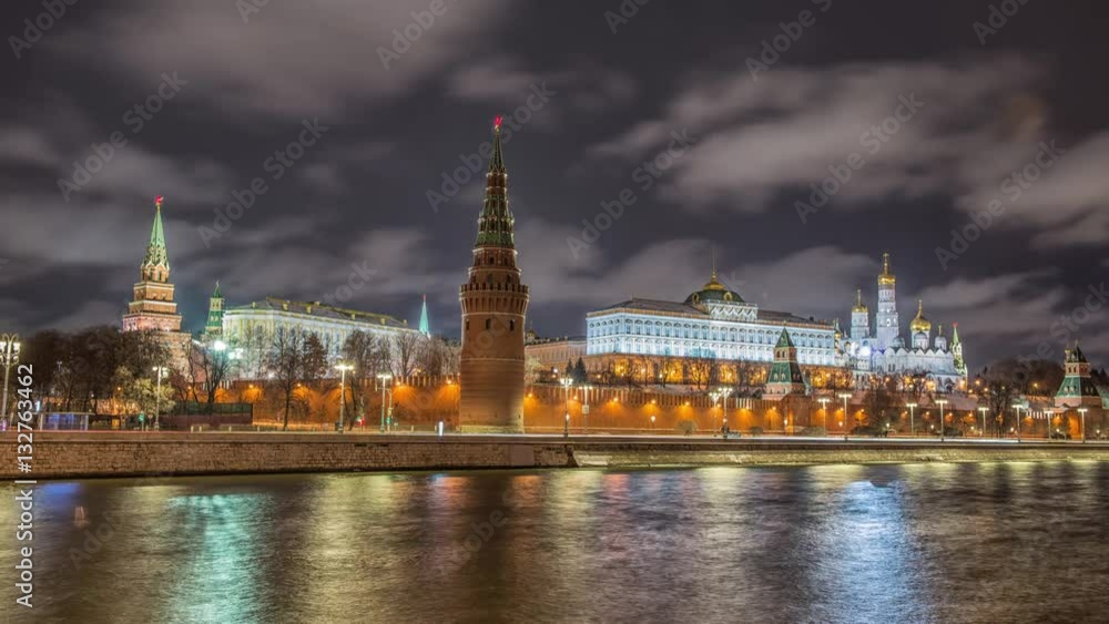 View of Moscow Kremlin in winter night. Russia View of Moscow Kremlin in winter night. Russia