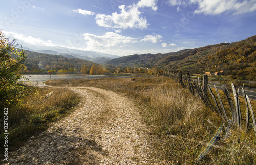 Autumn landscape near country road