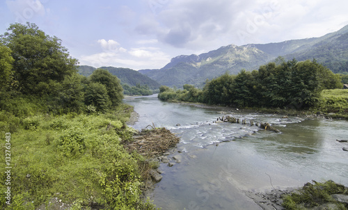 mountain landscape with a river romania