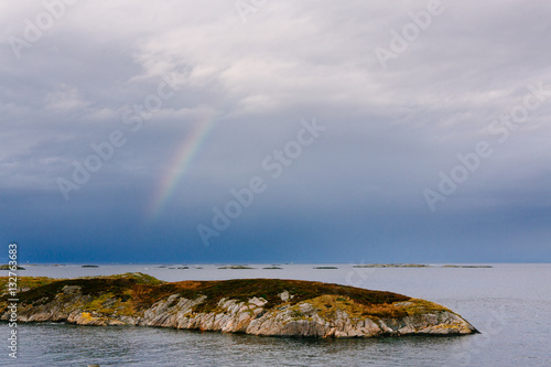 Rainbow over ocean in Norway