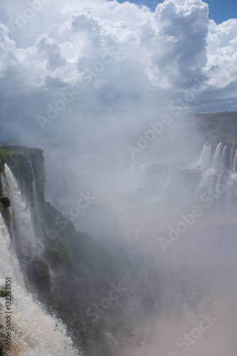 Iguazu falls foz do iguacu argentina and brazil waterfalls devils throat view in tropical rainforest