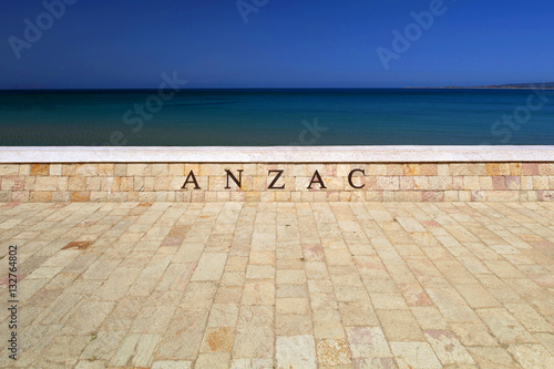 Wall with the word Anzac inscribed on it near Anzac Cove