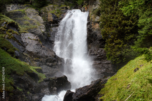 the waterfall in the woods forest