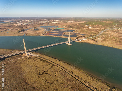 Aerial. Bridge over the Guadiana River in Ayamonte. Portugal photo