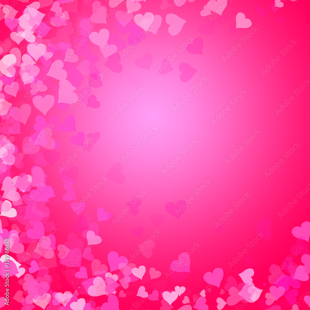Abstract background with heart shapes on pink