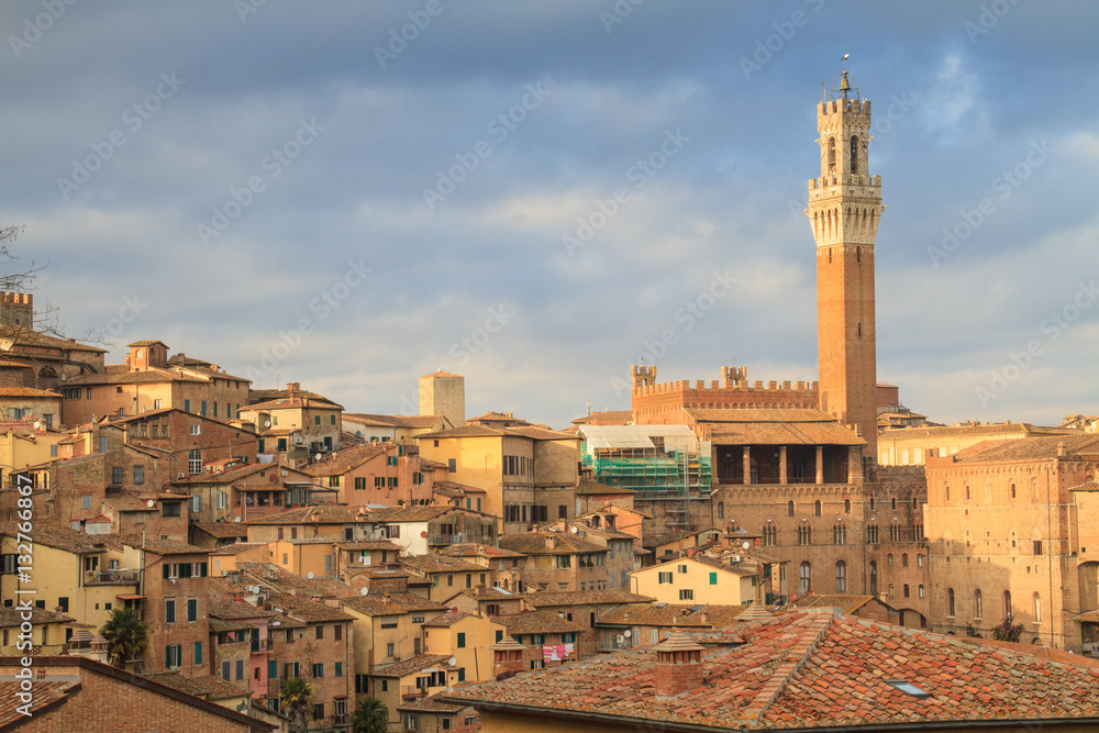 Mangia Tower and Siena skyline, Tuscany, Italy