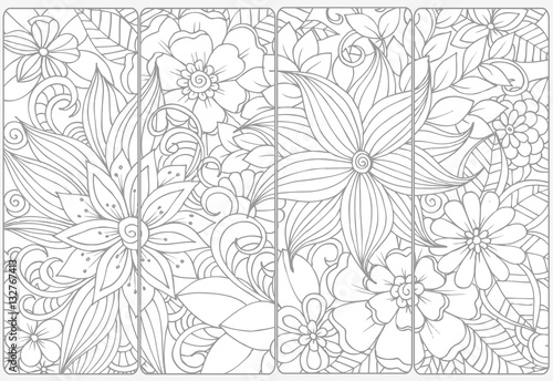 Vector set of decorative monochrome bookmarks