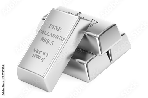 Set of palladium ingots, 3D rendering photo