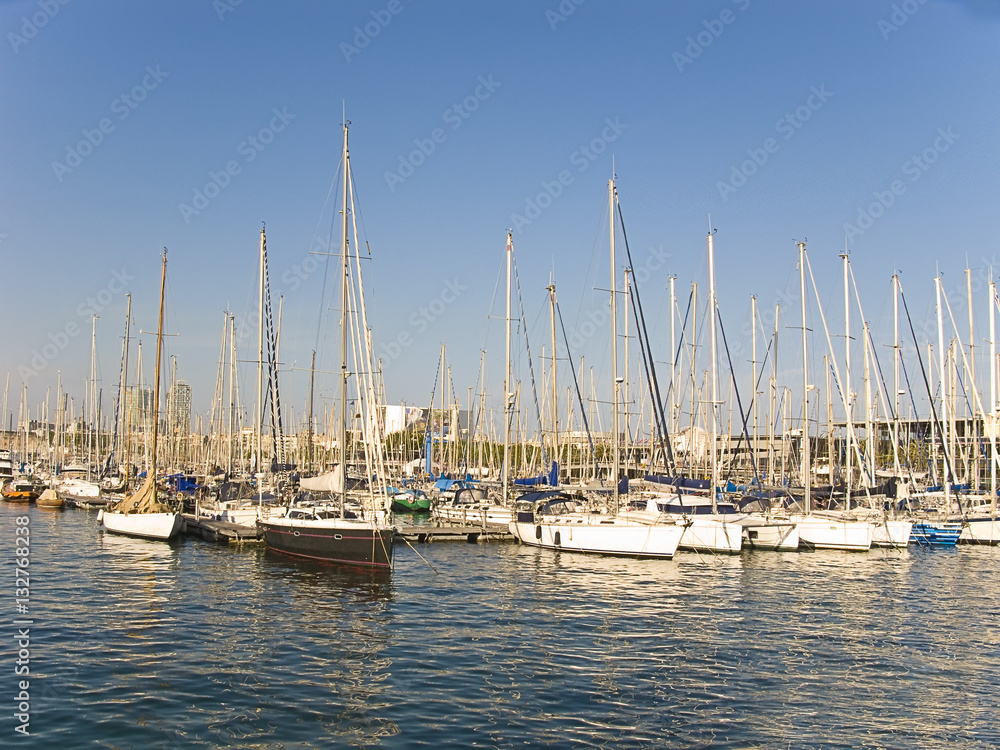 Some recreation boats at Barcelona port