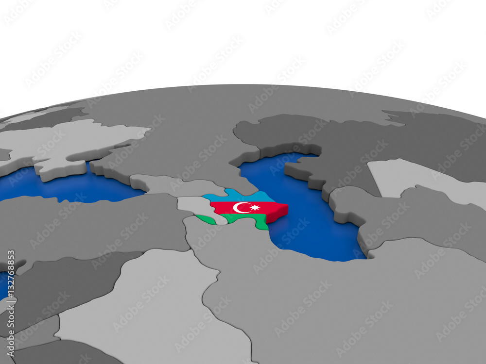 Azerbaijan on 3D globe