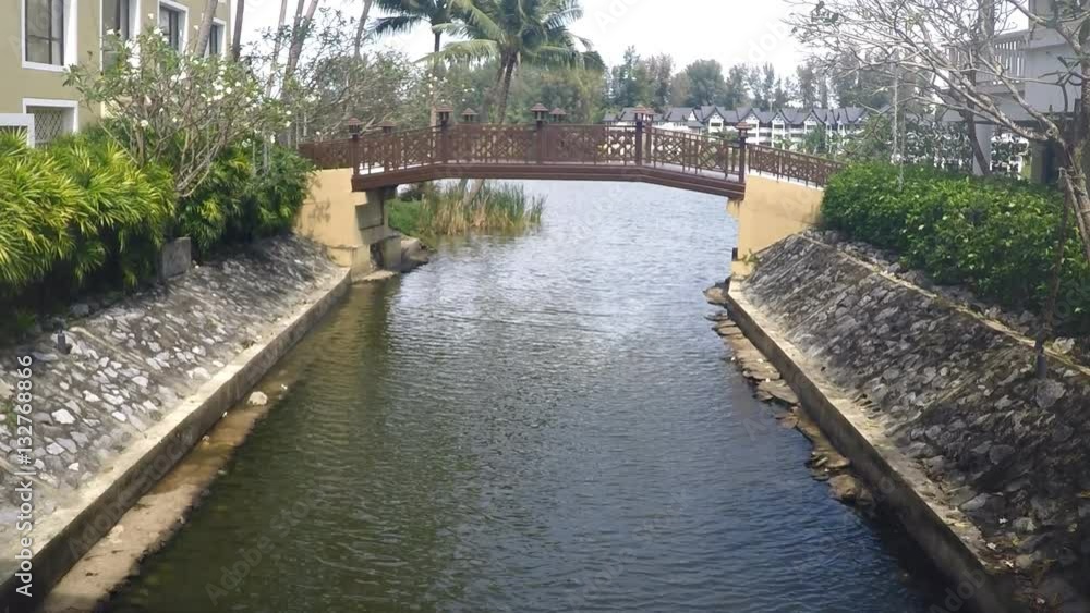 Beautiful views of the stream and bridge Beautiful views of the stream and bridge