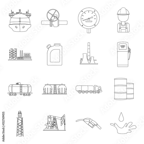 Oil industry set icons in outline style. Big collection of oil industry vector symbol stock illustration