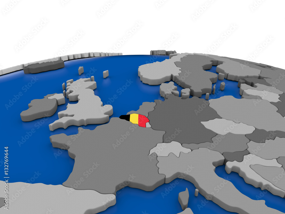 Belgium on 3D globe