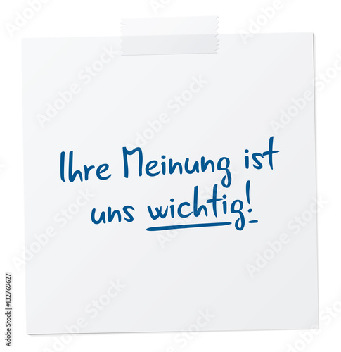 Ihre Meinung ist uns wichtig – Haftnotiz Vektor