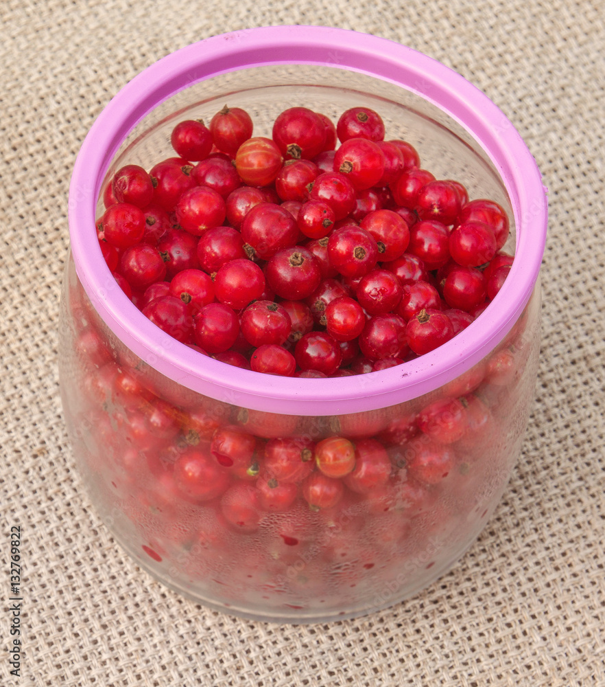 Red currants in glass jarl Red currants in glass jarl
