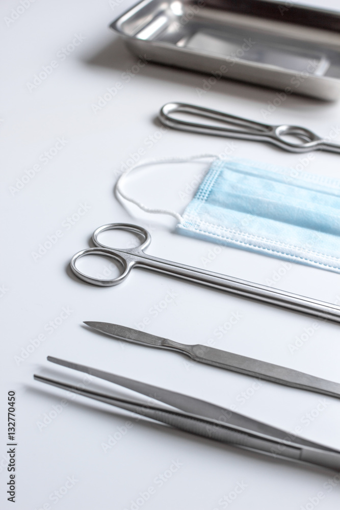 instruments for plastic surgery on white background instruments for plastic surgery on white background