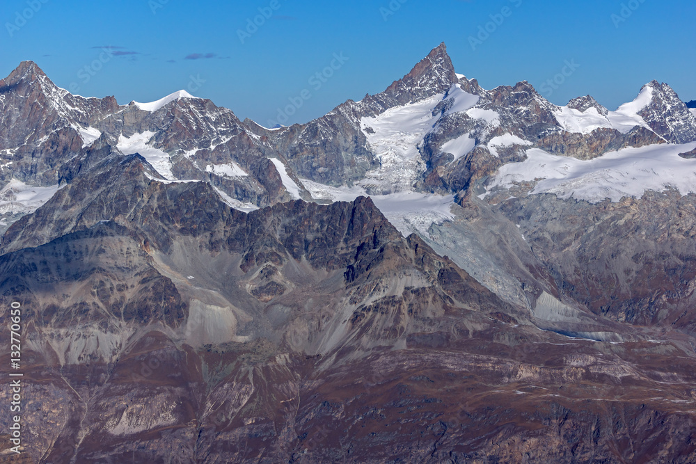 Amazing Panorama to Swiss Alps from matterhorn glacier paradise to Alps, Switzerland