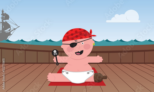 Pirate Baby Character - Vector Illustration
