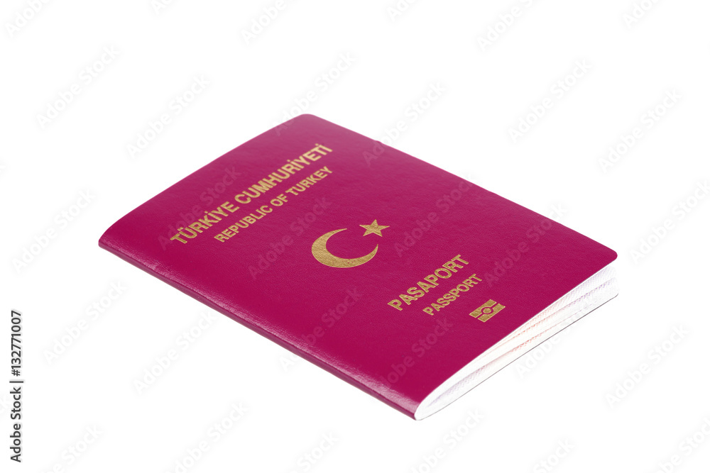 Turkish passport isolated on white background Turkish passport isolated on white background