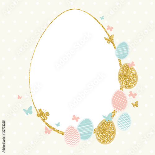 Happy easter design with sparkeling eggs and sparkeling glitter