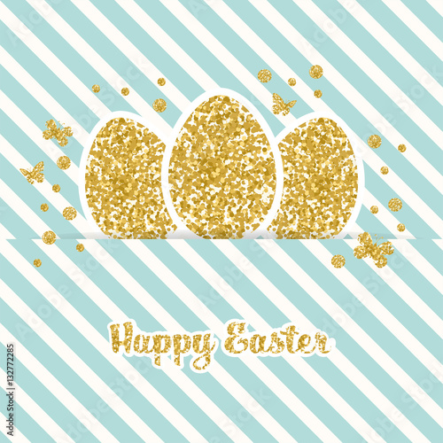 Happy Easter background with eggs and sparkeling glitter element