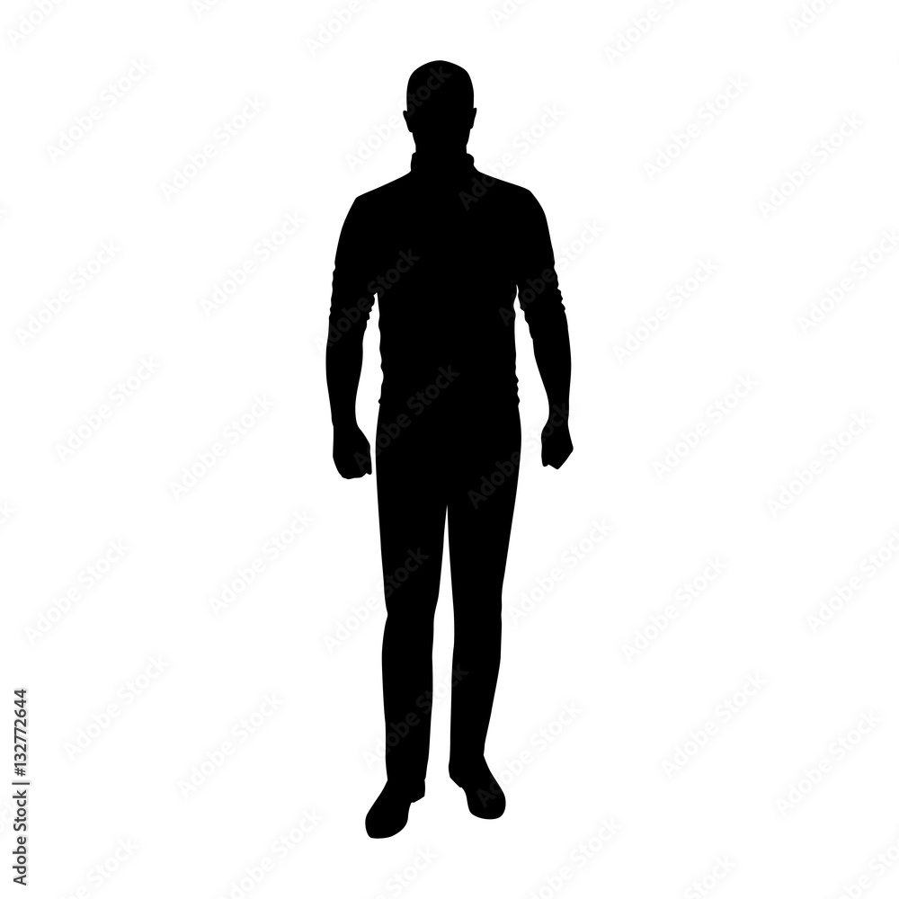 Man standing in jumper and jeans, vector silhouette
