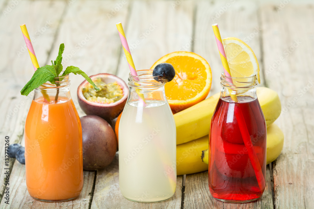 Fototapeta premium fresh organic fruit vegetable juice smoothie