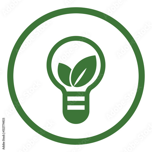 leaves plant in bolb idea lamp light eco bio icon simple in circle photo