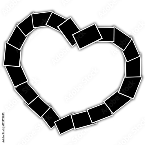 collage in the shape of a heart, empty frames