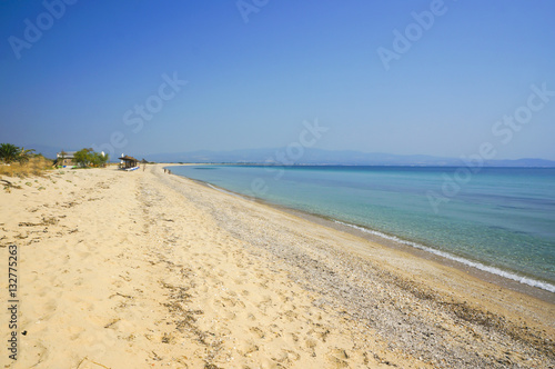 Amazing seascape with white sand and blue sea