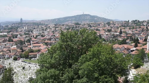 A view of Sarajevo Bosnia from most popular spot in Sarajevo; Yellow Fortress (Zuta Tabija), Vratnik. Sarajevo is capital city of Bosnia and Hercegovina photo