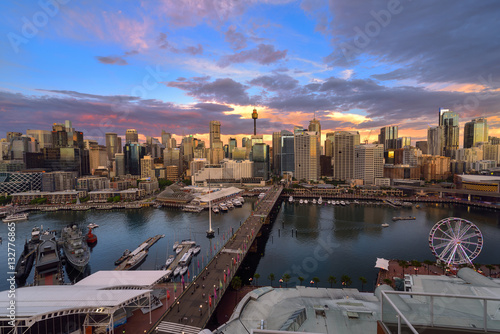Photography SYDNEY, AUSTRALIA - December 20, 2016 : Sunset of Darling Harbou