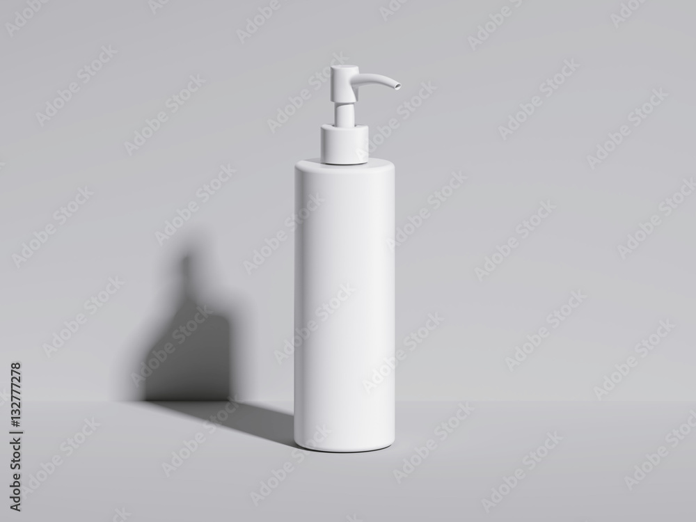 Cosmetic white bottle in bright studio. 3d rendering Cosmetic white bottle in bright studio. 3d rendering
