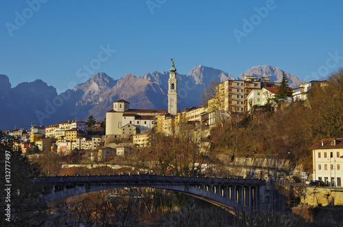 The old center of Belluno among the Dolomites.