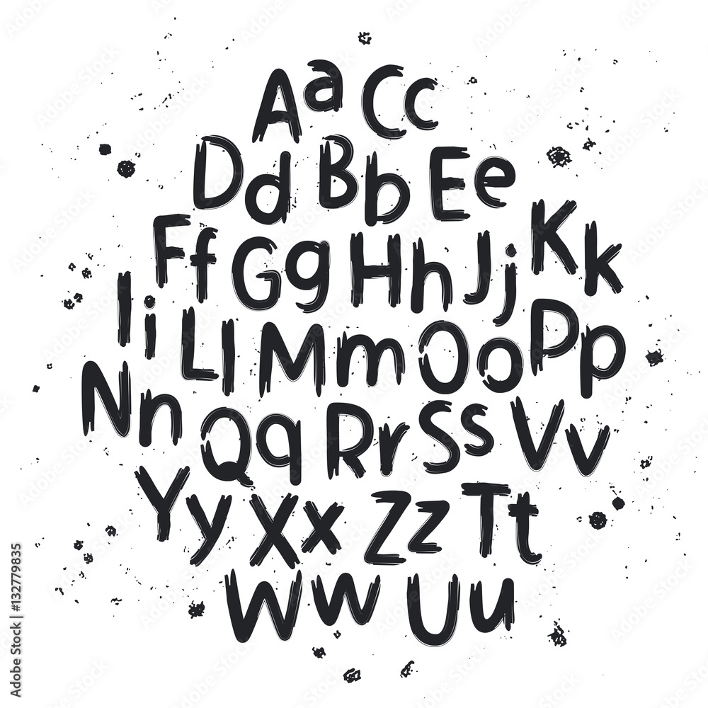 Hand drawn letters. Alphabet