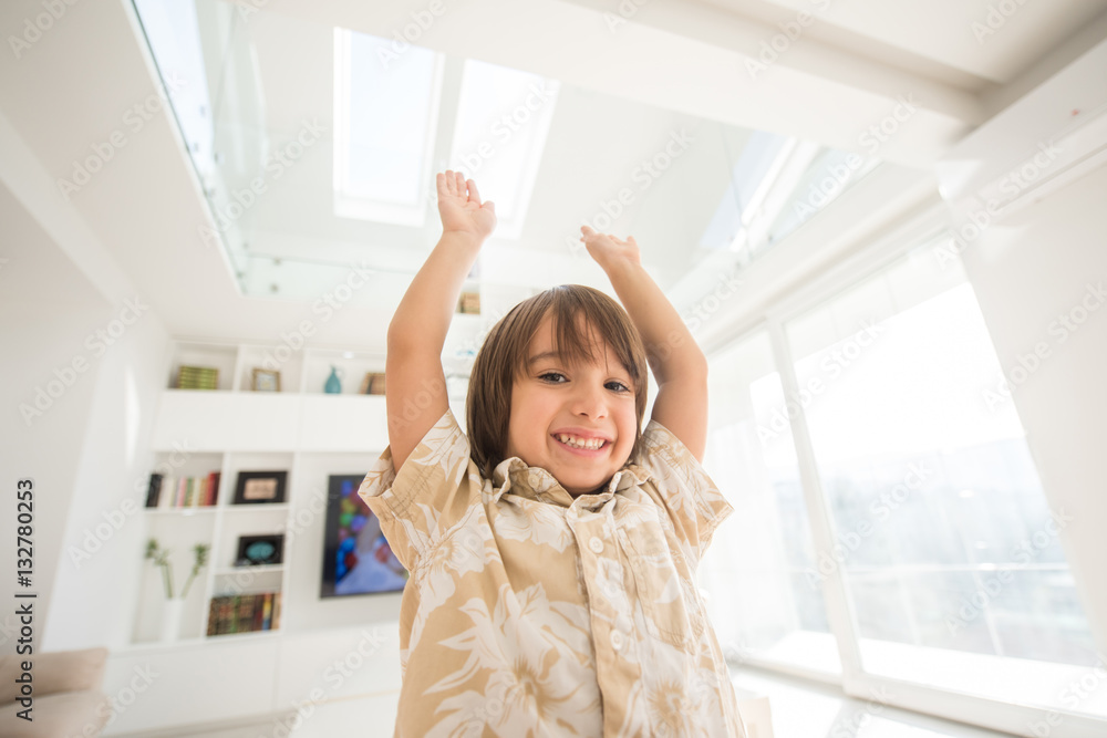 Happy children having fun and posing in new modern home Happy children having fun and posing in new modern home