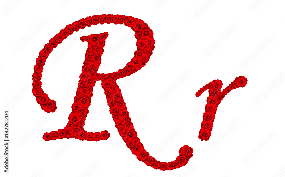Rose alphabet - Alphabet letter R and r made from red rose bloss Rose alphabet - Alphabet letter R and r made from red rose bloss