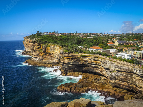 Spectacular view of ocean cliff in the Gap Park, Watsons Bay, Sydney