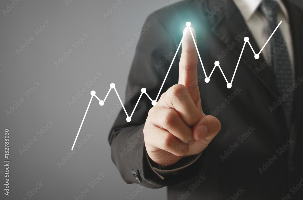 financial symbols coming from hand financial symbols coming from hand