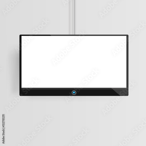 Flat Smart TV Mockup with blank white screen  LCD realistic vect