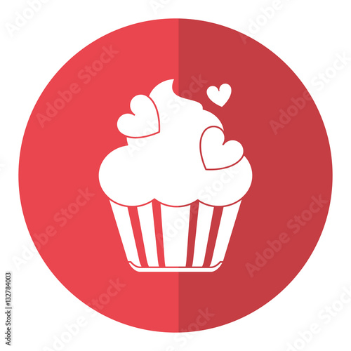 cup cake love hearts shadow vector illustration eps 10