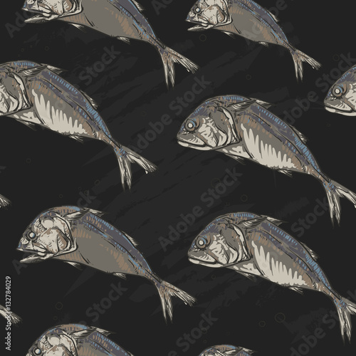 Thai mackerel pattern including seamless on a black background.