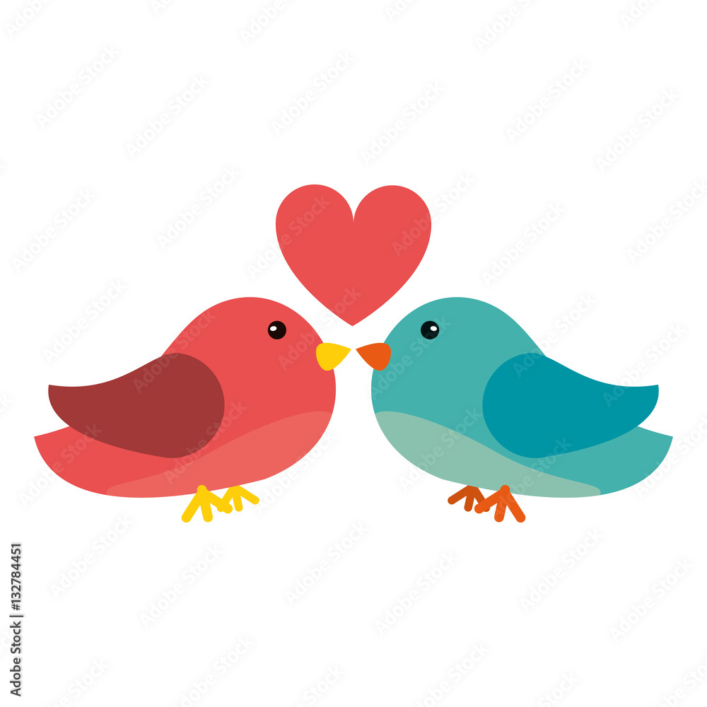 couple bird heart loveling vector illustration eps 10
