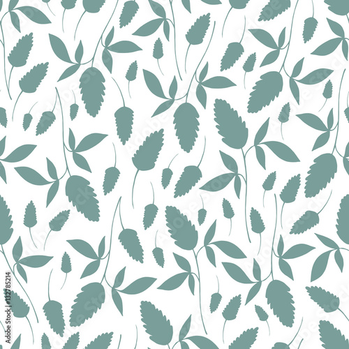 Vintage seamless pattern with branches  leaves and flowers. 